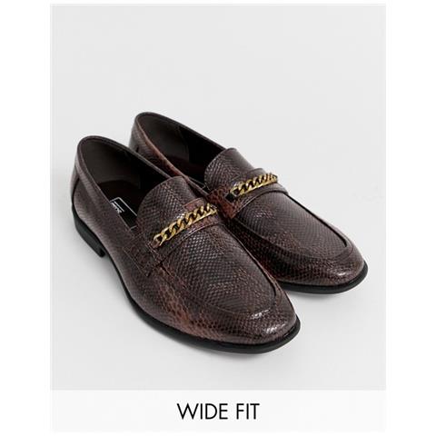 Wide Fit loafers in faux leather with snake effect